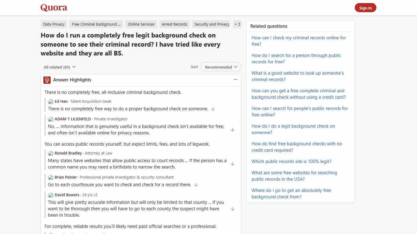 How to run a completely free legit background check on someone to see their criminal record - Quora